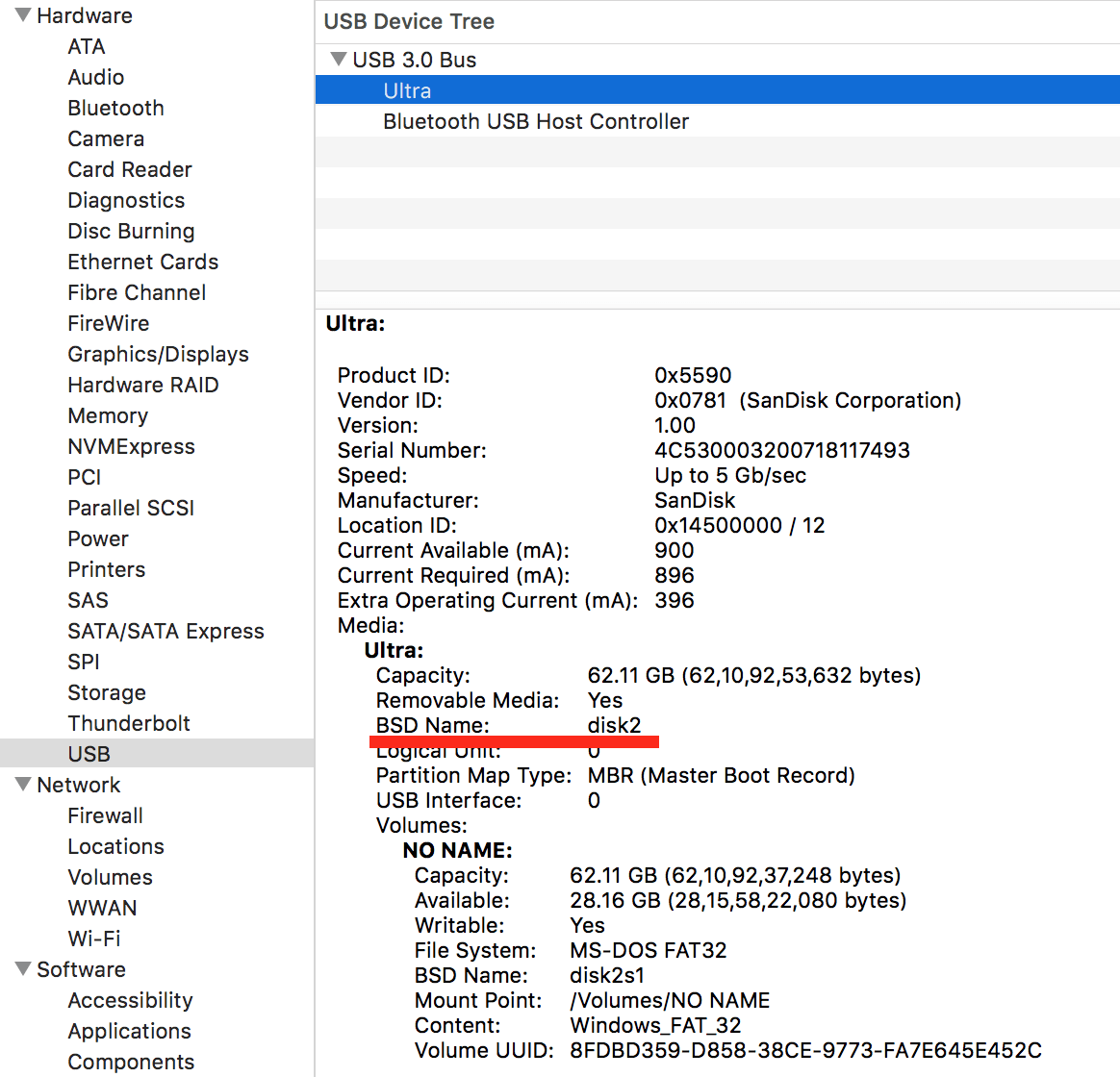 macOS system report