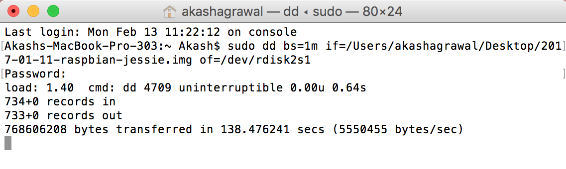 Pushing raspbian onto USB