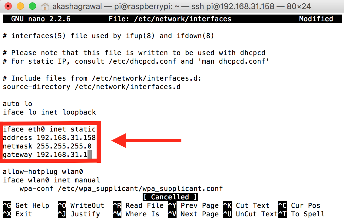 Static ip set