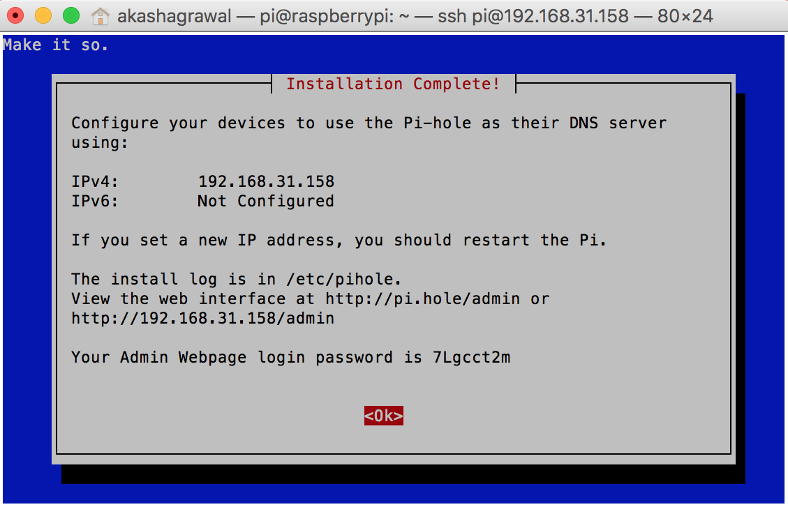 Pi Hole Login details