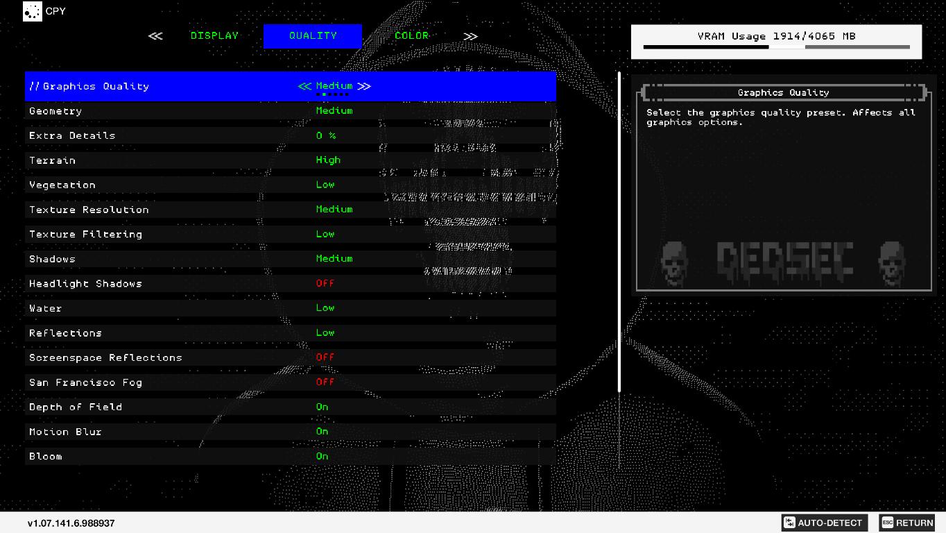 Presets can be set relative to the System specification 