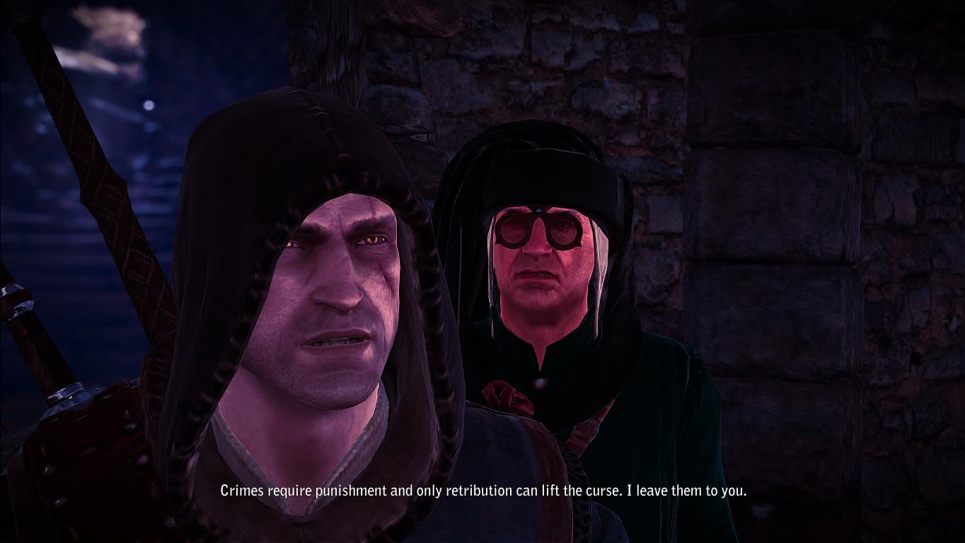 An intense dialogue exchange in Witcher 2