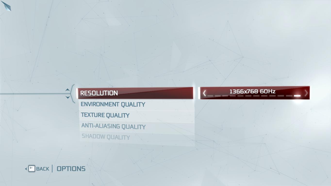 Assassin's Creed 3's option menu