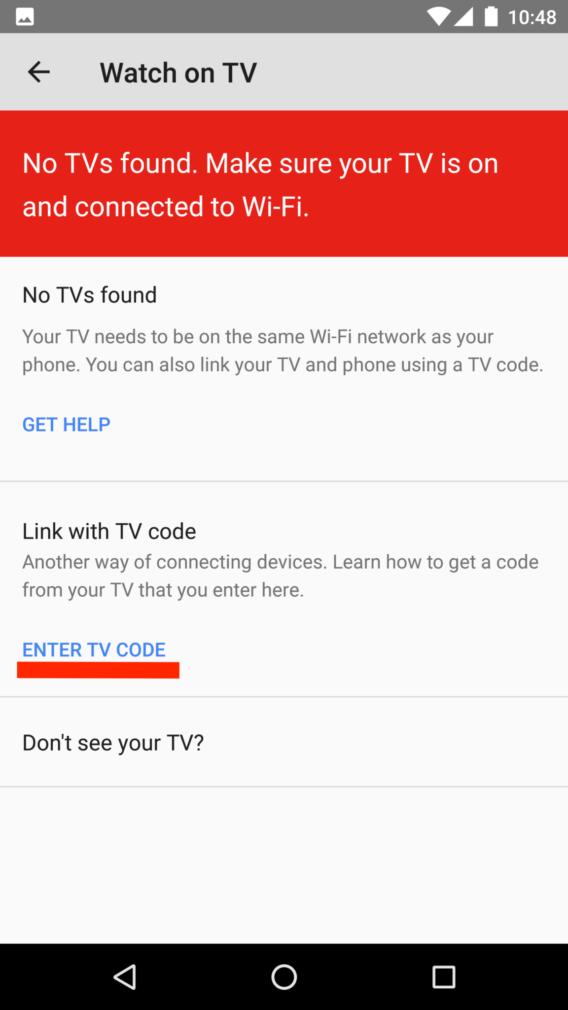 Enter TV Code