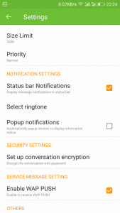 Turning off message notifications