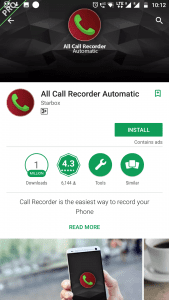 All Call Recorder Automatic in google play store