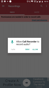 Again Allow permissions in Automatic Call Recorder