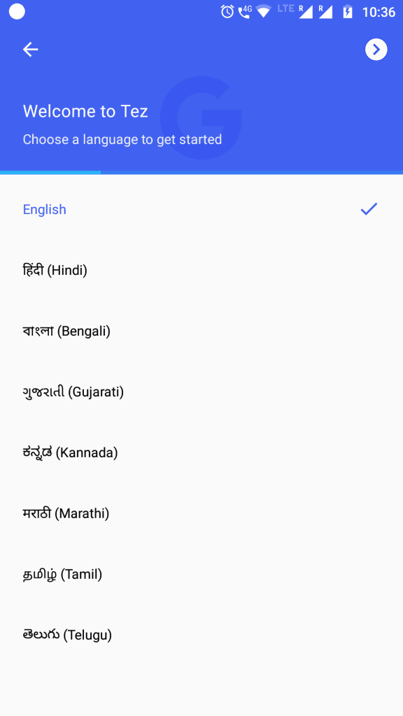 Select Language for Tez