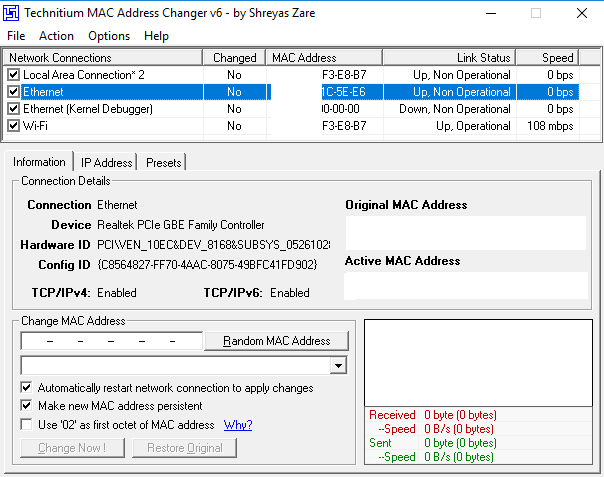 Change MAC Address