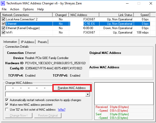 Change MAC Address