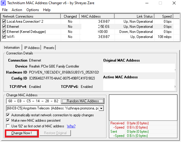 Change MAC Address