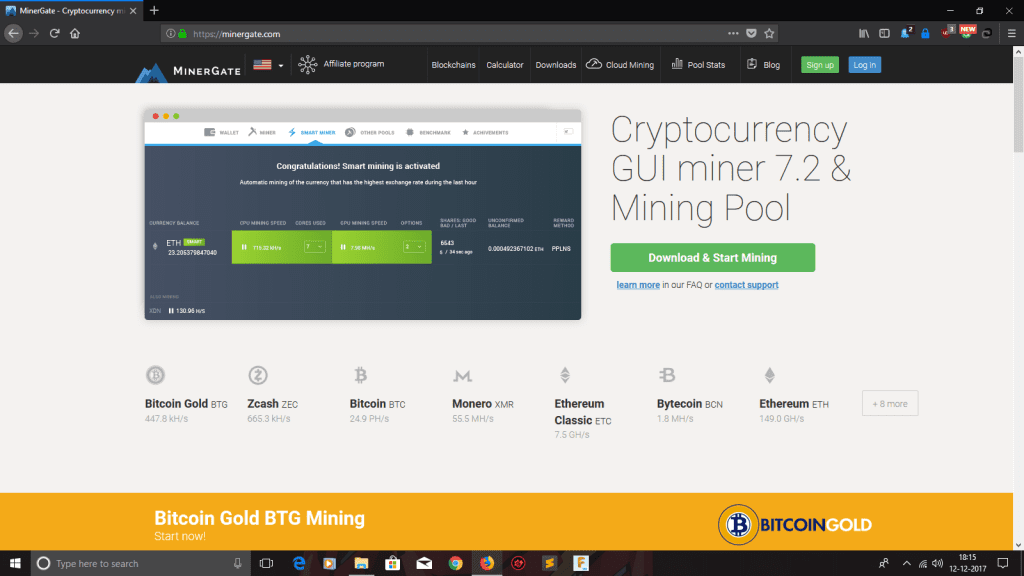 Minergate website - mine