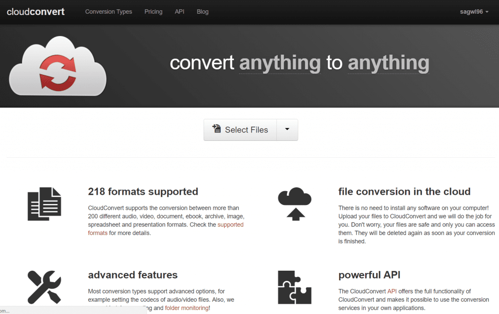 CloudConvert webpage