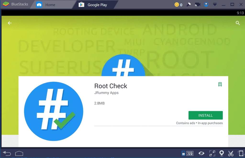 install root check - root BlueStacks
