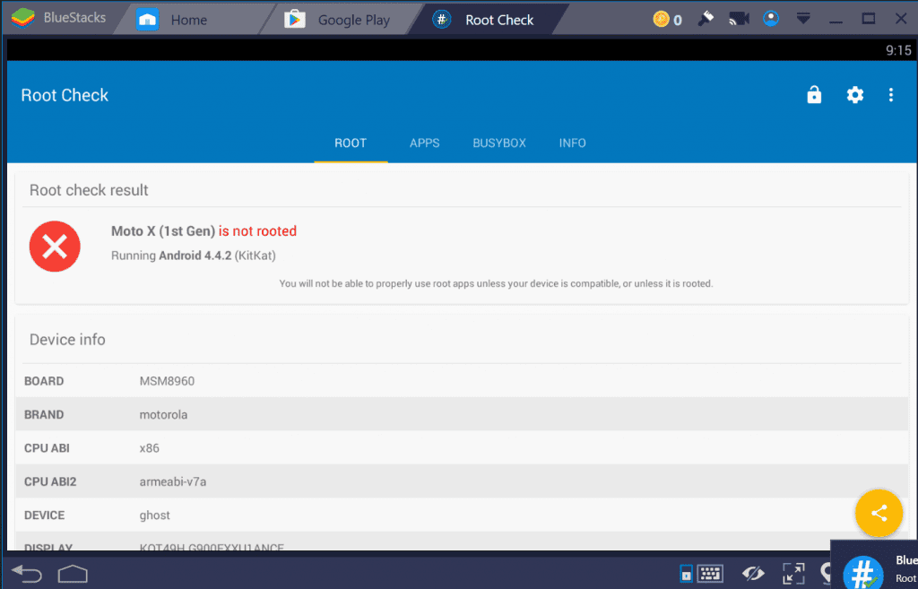 device not rooted - root BlueStacks