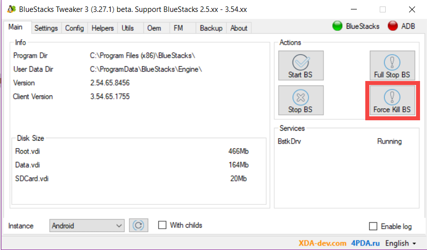Force Kill BS - root BlueStacks