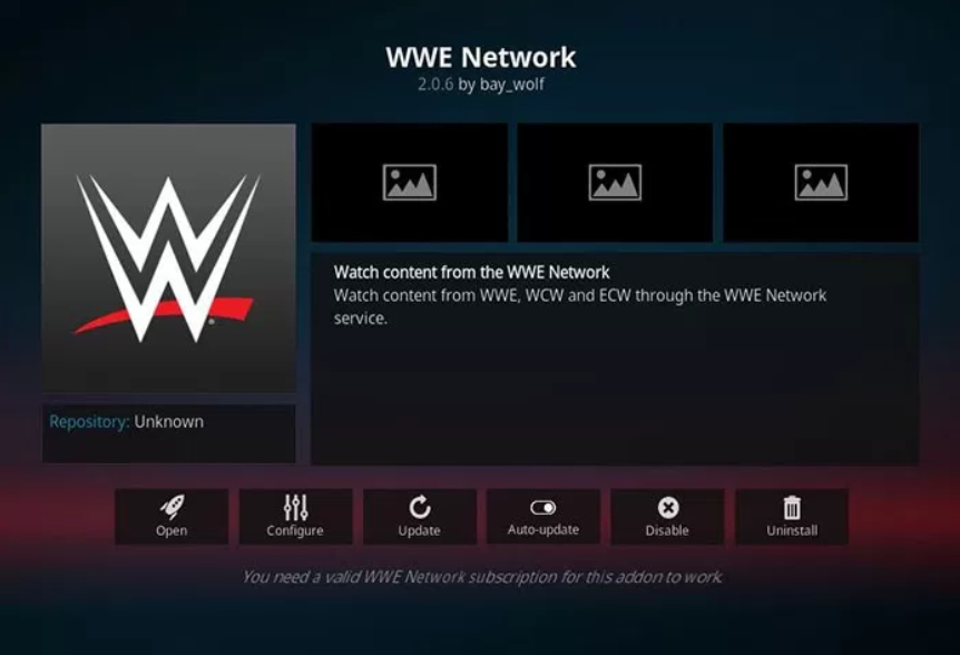 WWE Network - Kodi add-ons