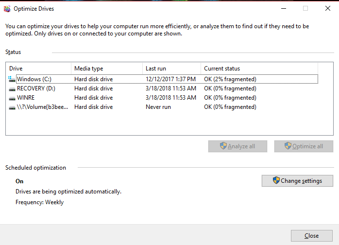 Defragment Drives