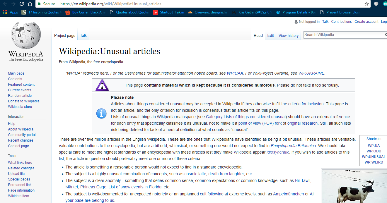 wikipedia: unsual articles