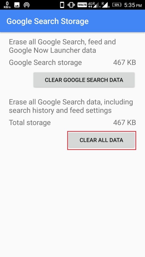 Google App - Clear Data