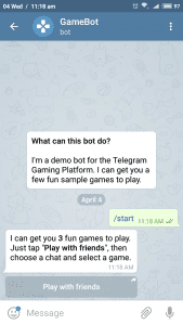Telegram game bot