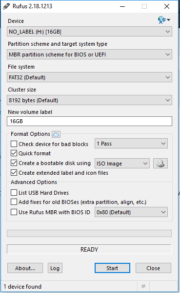 Rufus media additon for Windows 10 ISO