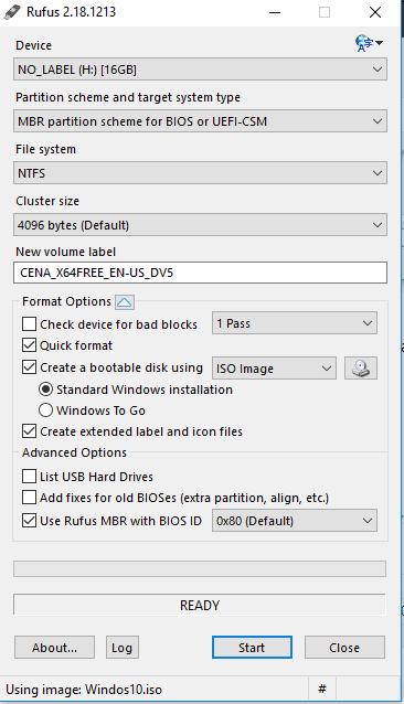 Creating Bootable media of Windows 10 ISO