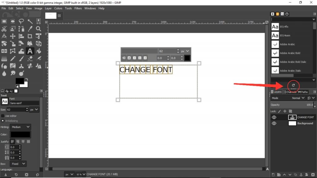 step 3 gimp fonts