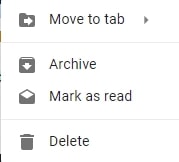 Gmail right-click menu