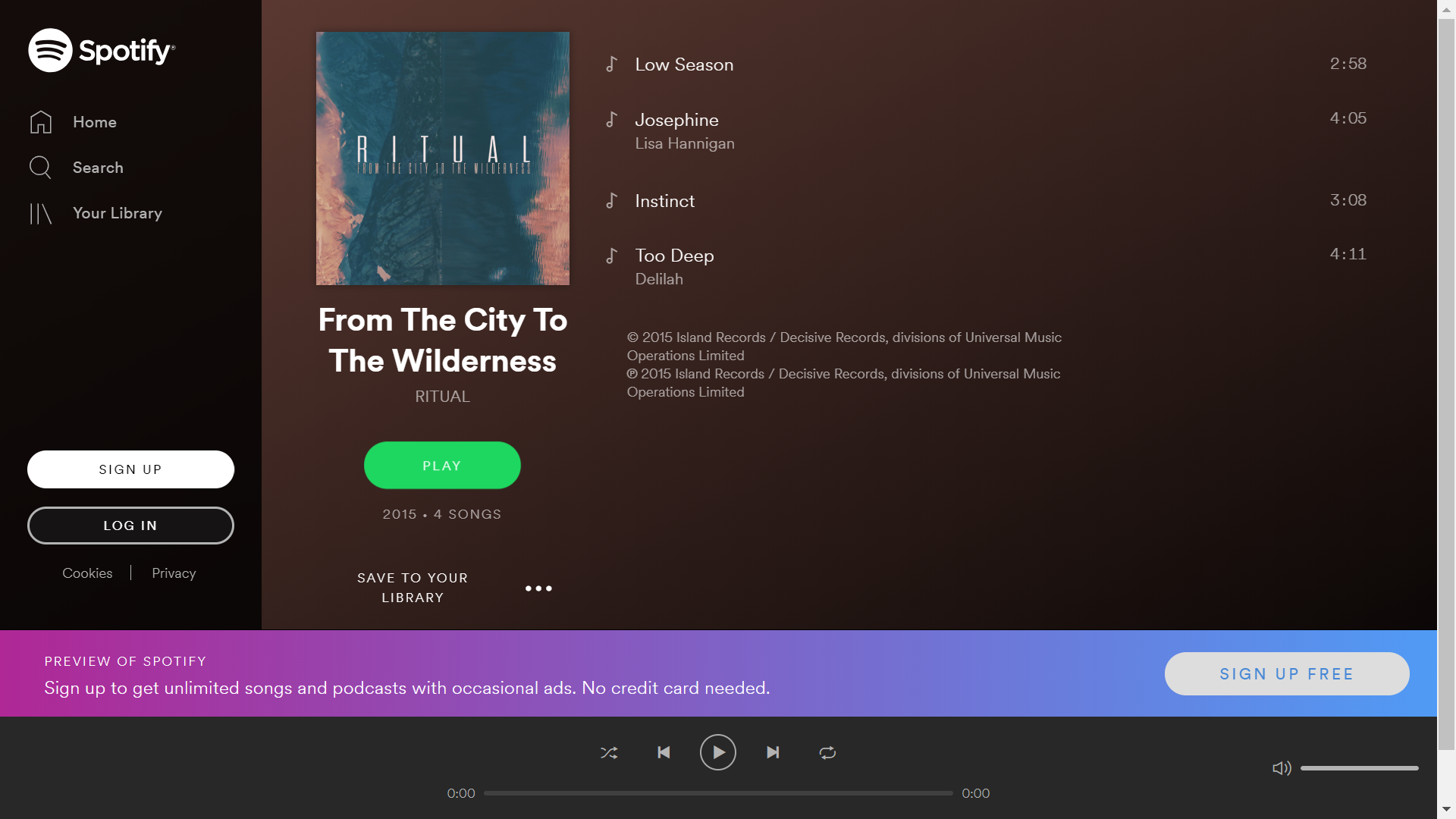 spotify mobile web player