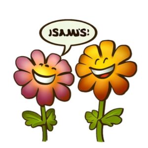 two flowers laughing at each other jokes