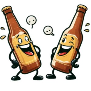 Beer Bottles Exchanging Jokes