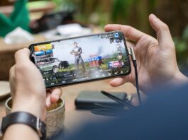 man playing video games