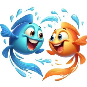 two fishes playing